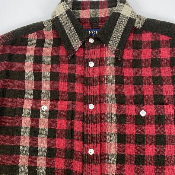 Polo Ralph Lauren Vintage Wool Cashmere Blend Plaid Button Down Flannel Shirt XS - Picture 3 of 15